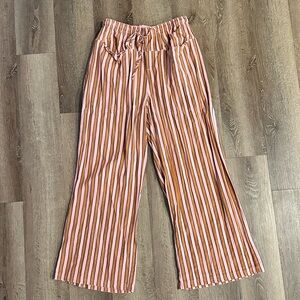Cotton Striped Pants in Pink and Brown/Orange